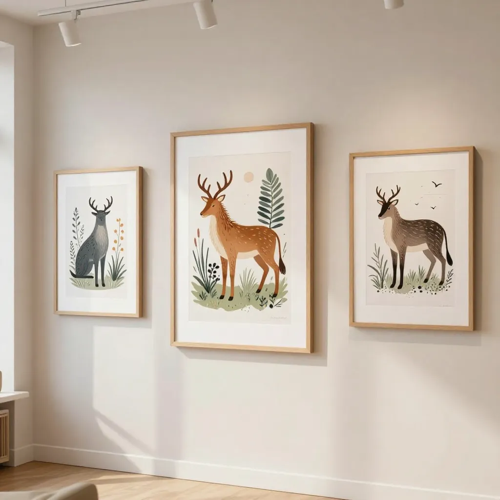 Elk in winter forest illustration